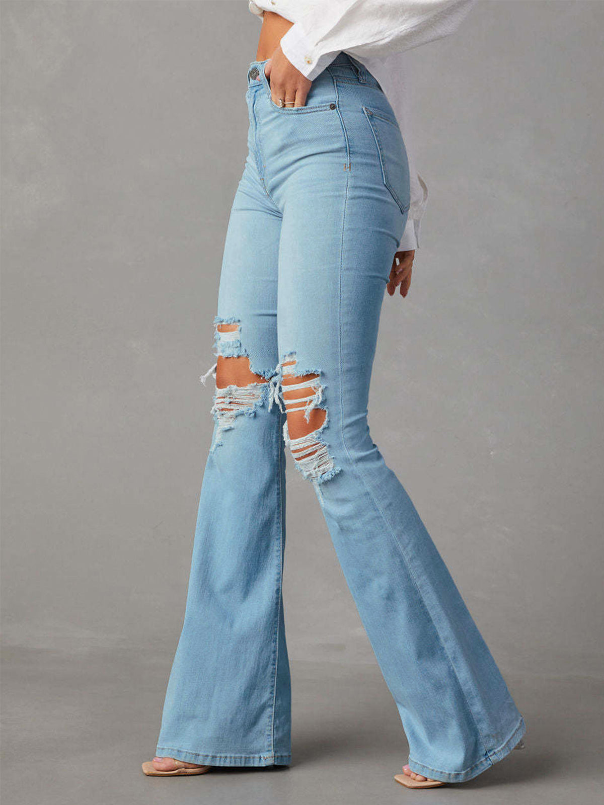 UrbanDenim stylish ripped flared jeans 