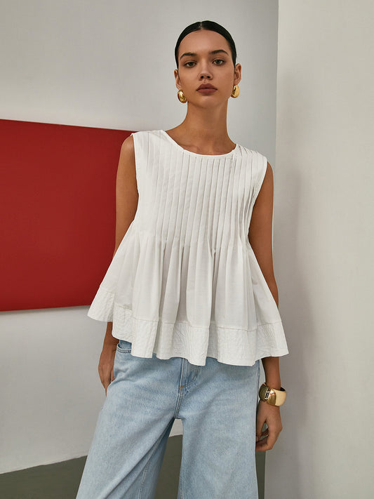 Chic elegant pleated peplum blouse 