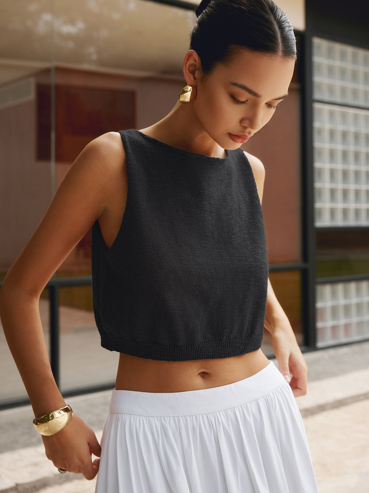 Chic basics cotton mix crop top 