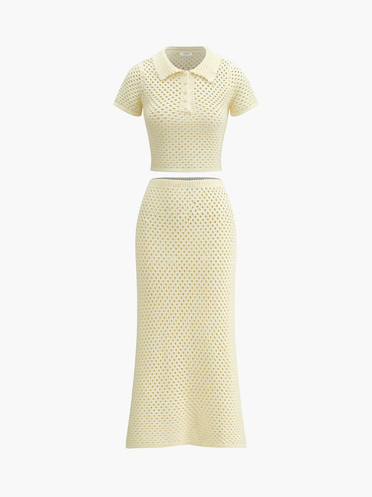 Luxury sparkle knitted midi skirt set 