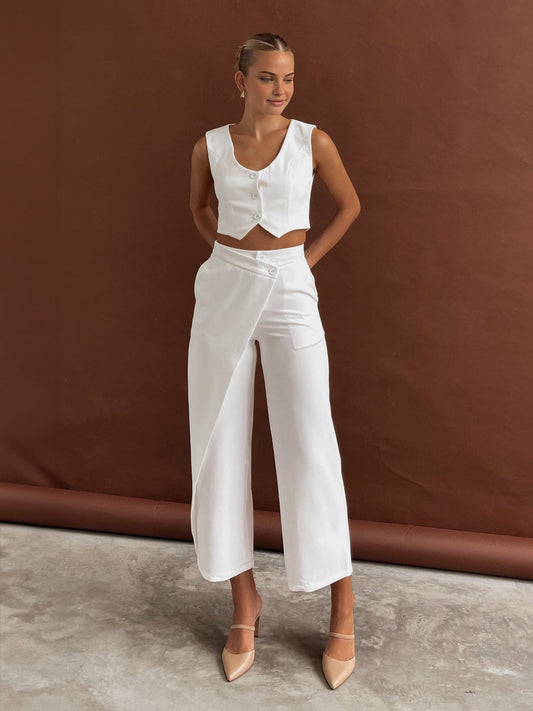 Eleganza stylish plain trouser set 