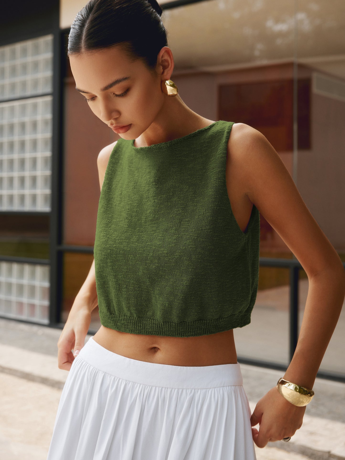 Chic basics cotton mix crop top 