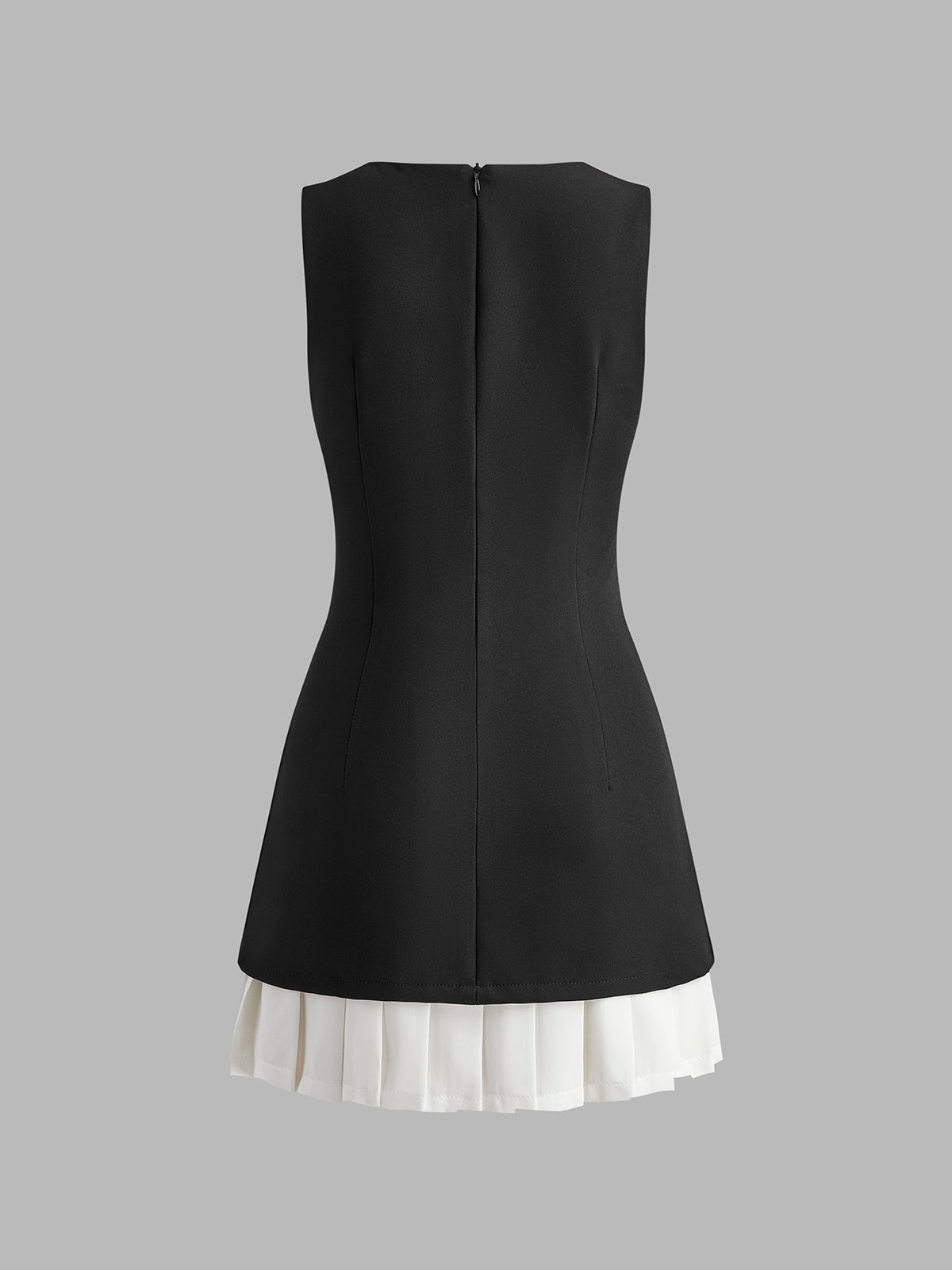 Chique couture stijlvolle tweekleurige mouwloze jurk