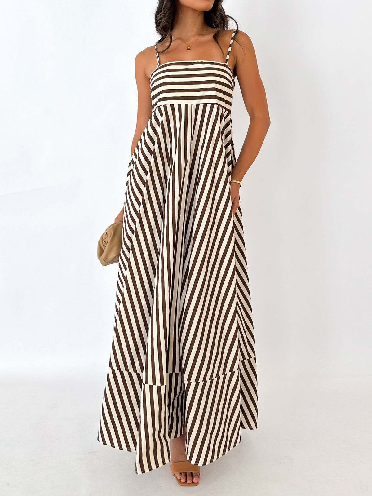 Elegante gestreepte maxi jurk