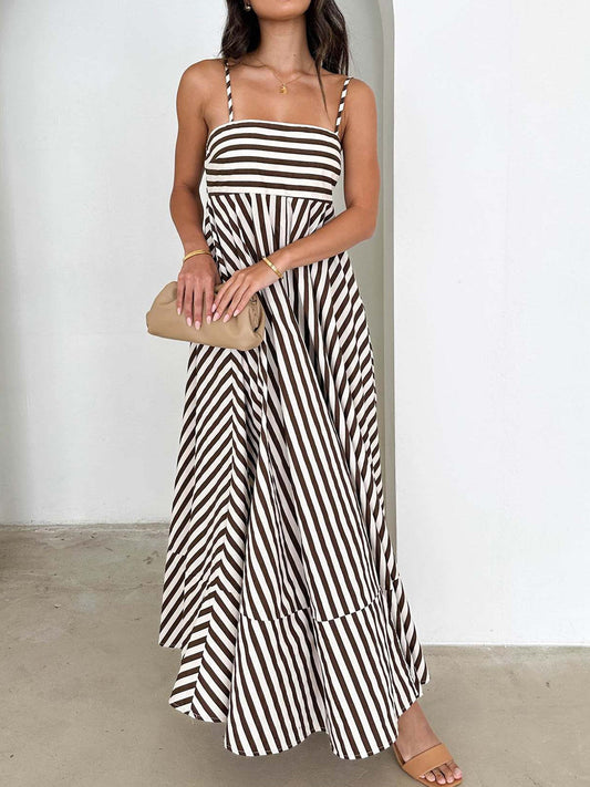 Elegante gestreepte maxi jurk