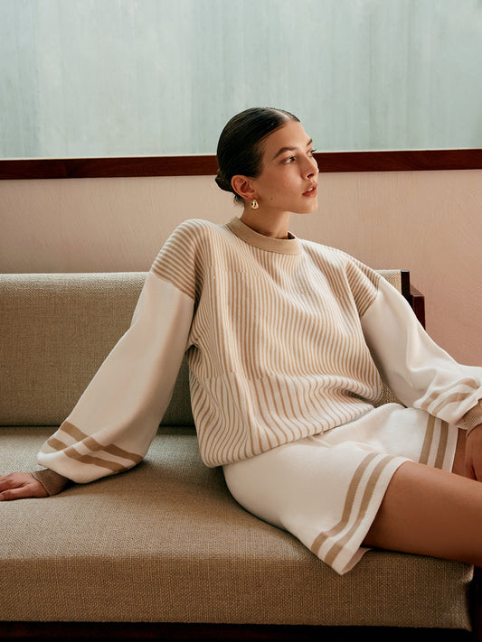 Marino striped sweater set 