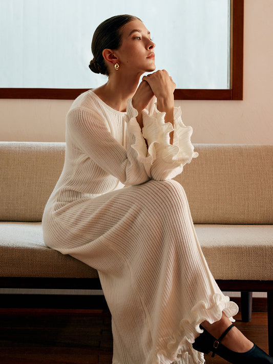 Eleganza knitted dress with drawstring 