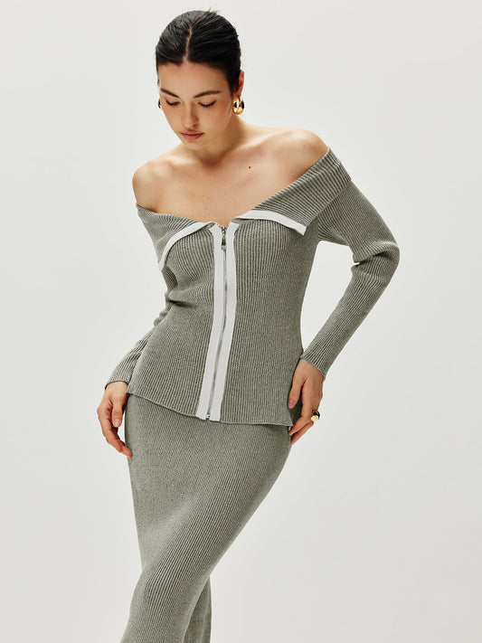 Glamour stylish off shoulder cardigan 