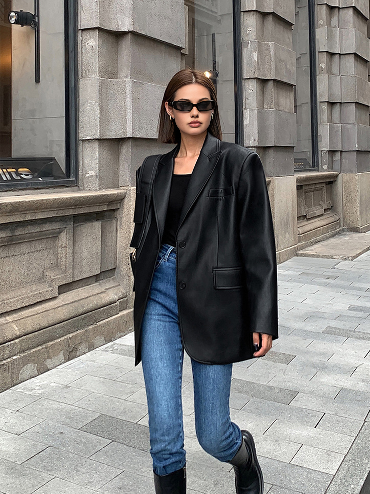 LuxeLeather stylish leather blazer 