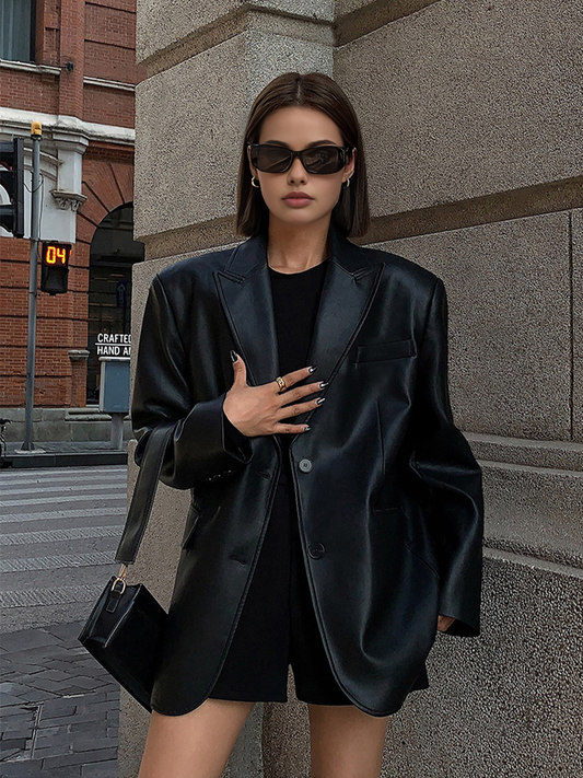 LuxeLeather stylish leather blazer 