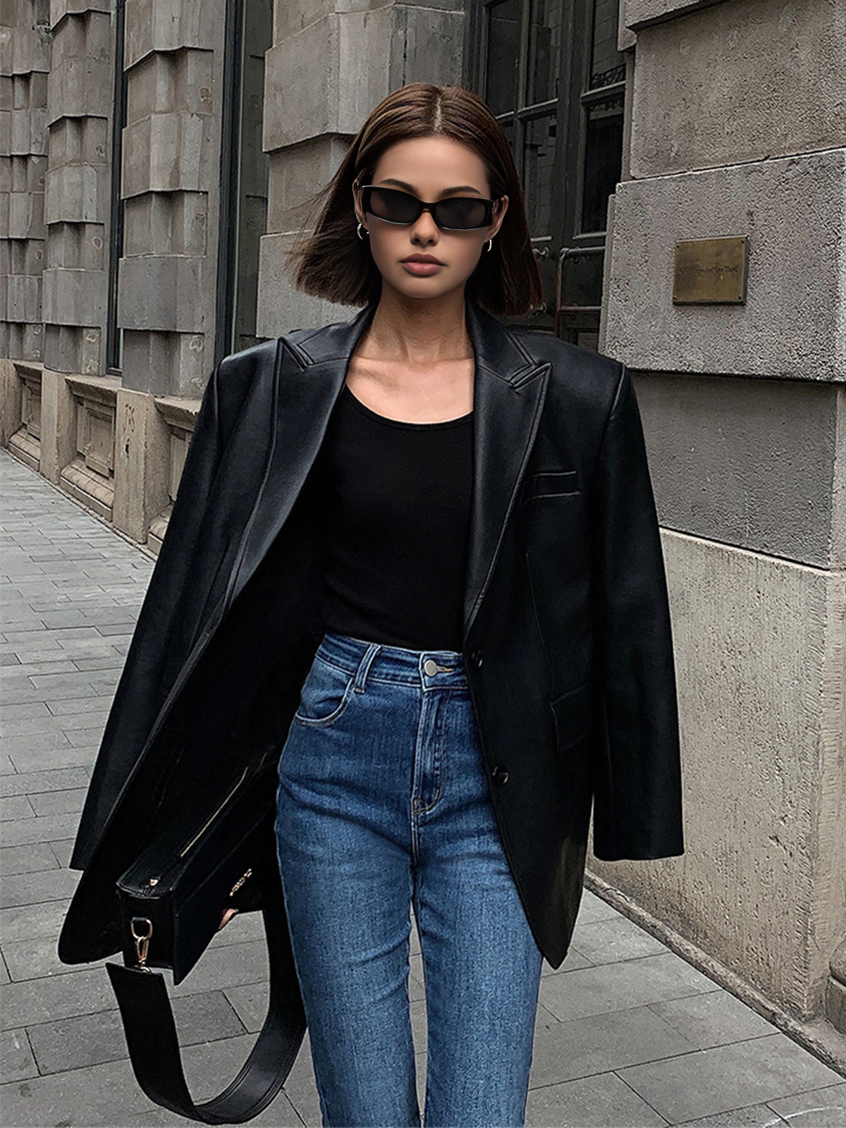 LuxeLeather stylish leather blazer 