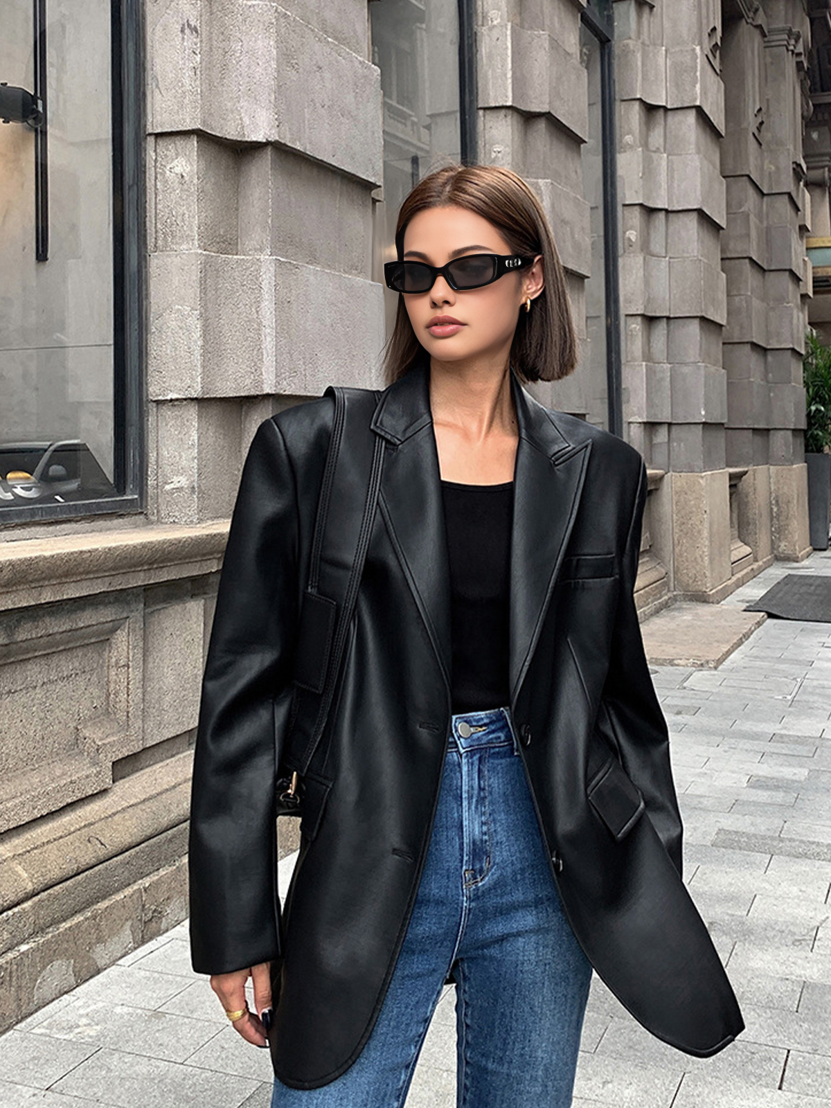 LuxeLeather stylish leather blazer 