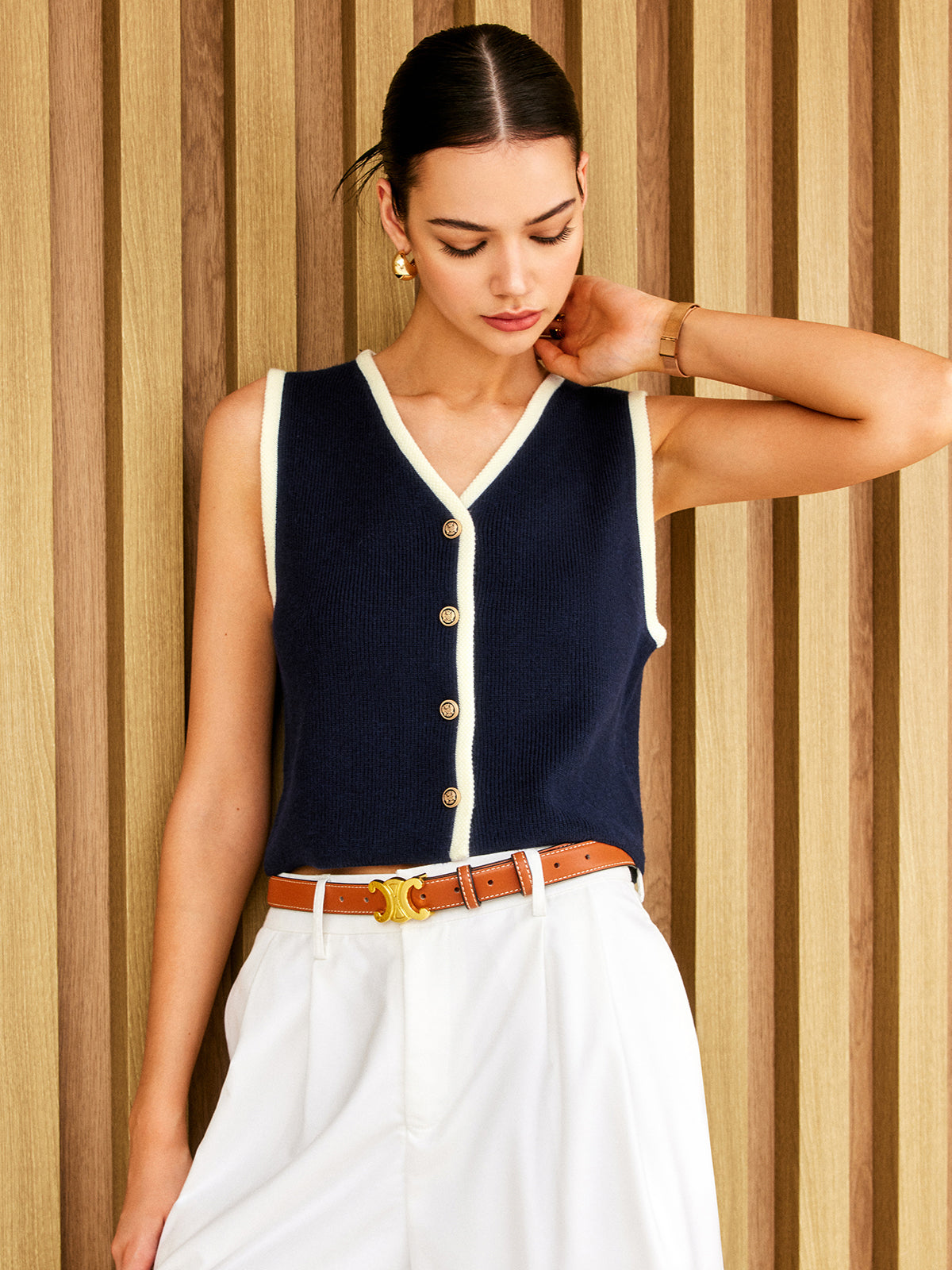 Luxknit cardigan with gold buttons 