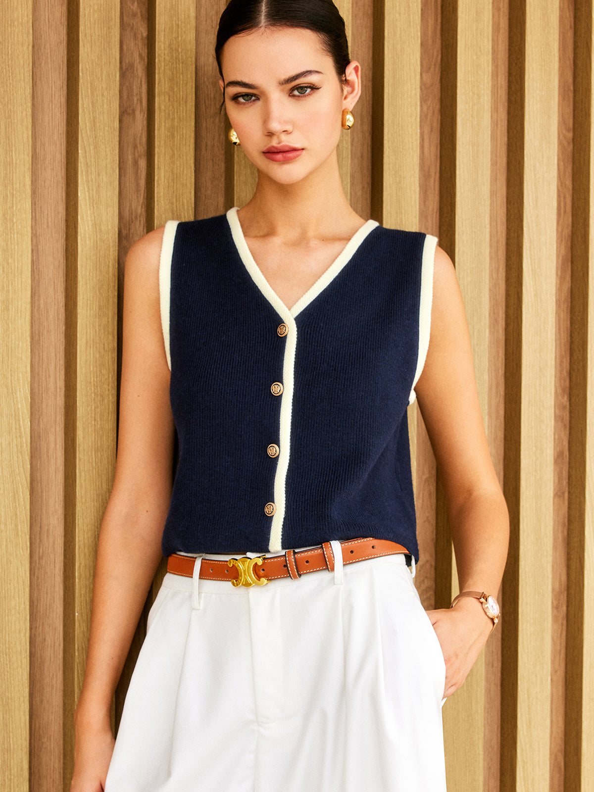 Luxknit cardigan with gold buttons 