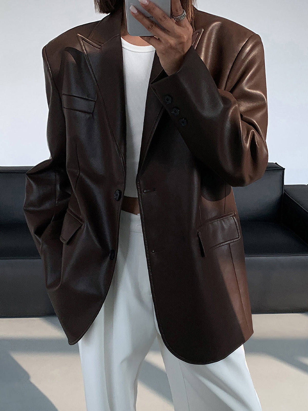 LuxeLeather stylish leather blazer 