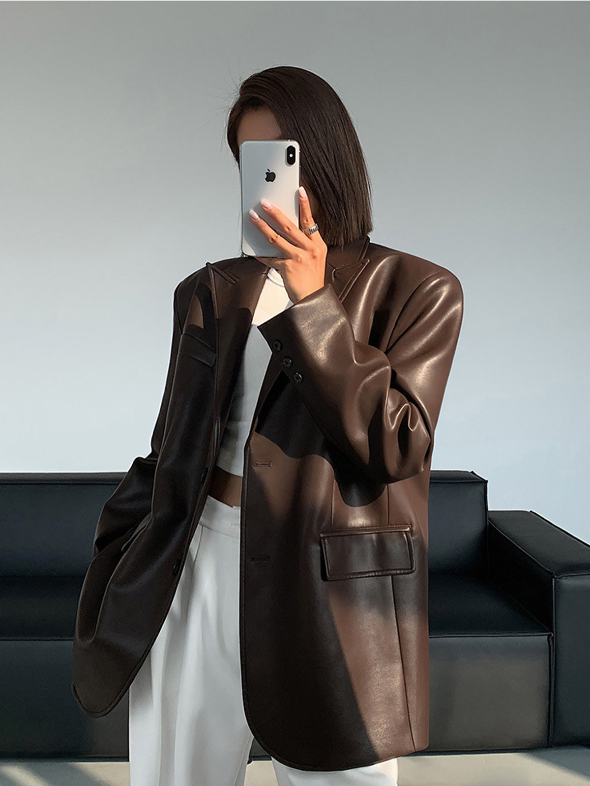 LuxeLeather stylish leather blazer 