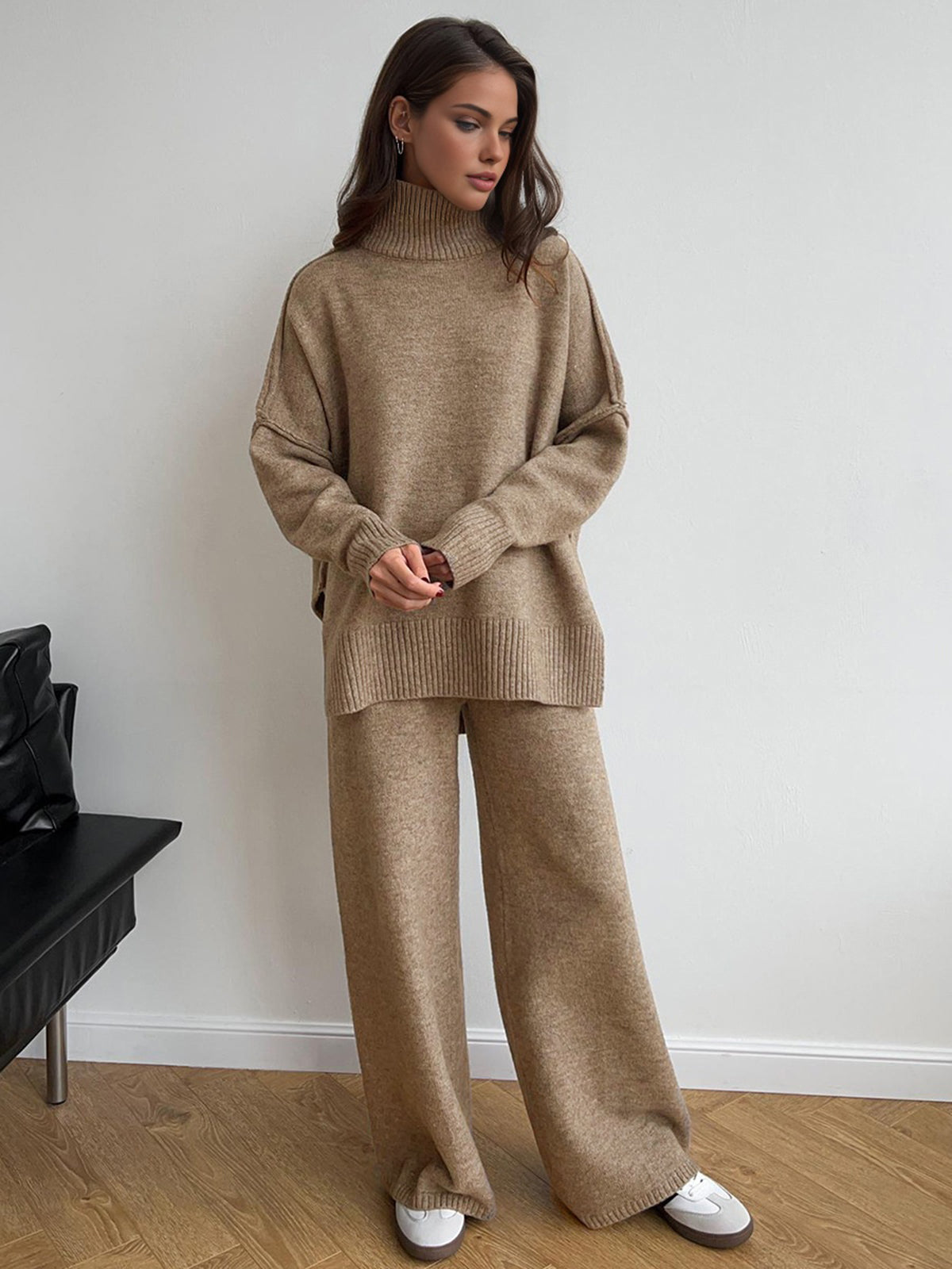 Eleganza gebreide coltrui en broek set