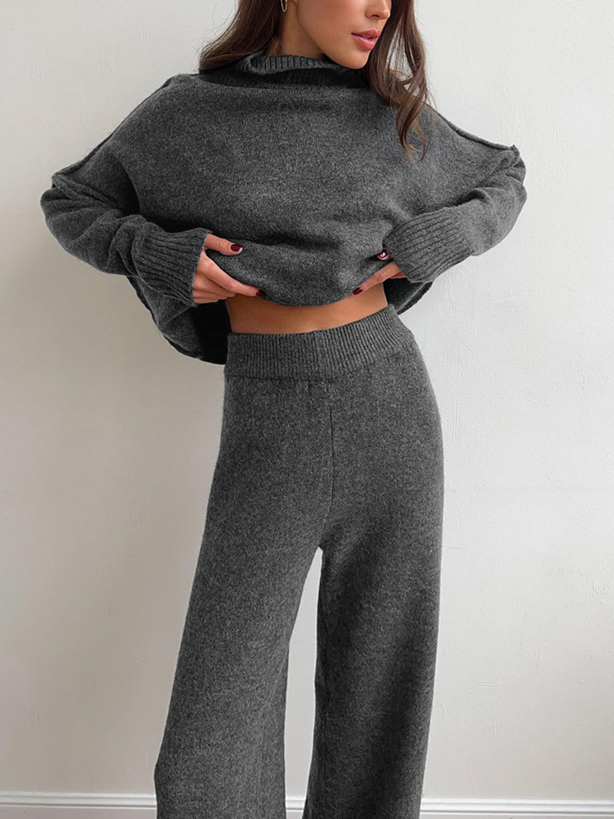 Eleganza gebreide coltrui en broek set