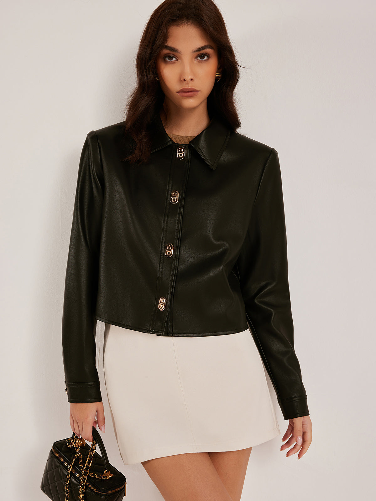 Luxurious premium leather short jacket 