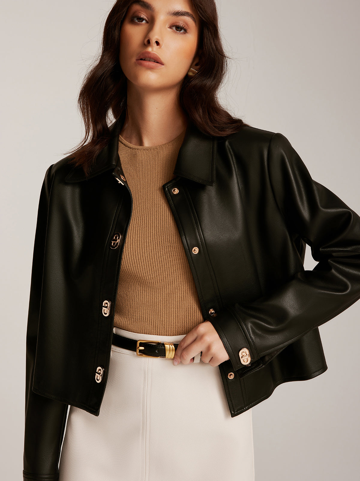 Luxurious premium leather short jacket 