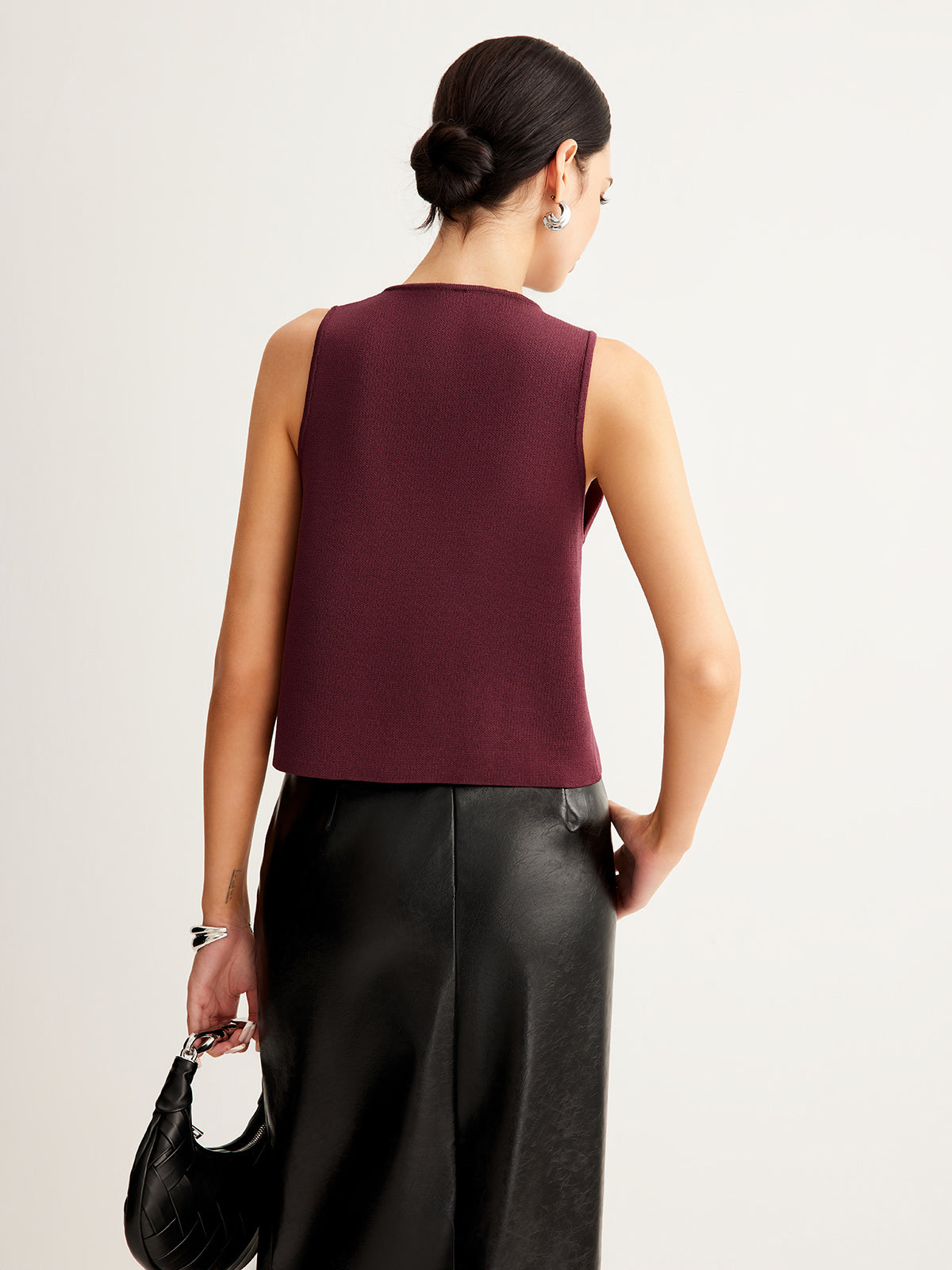 Petite chic button detail pullover vest 