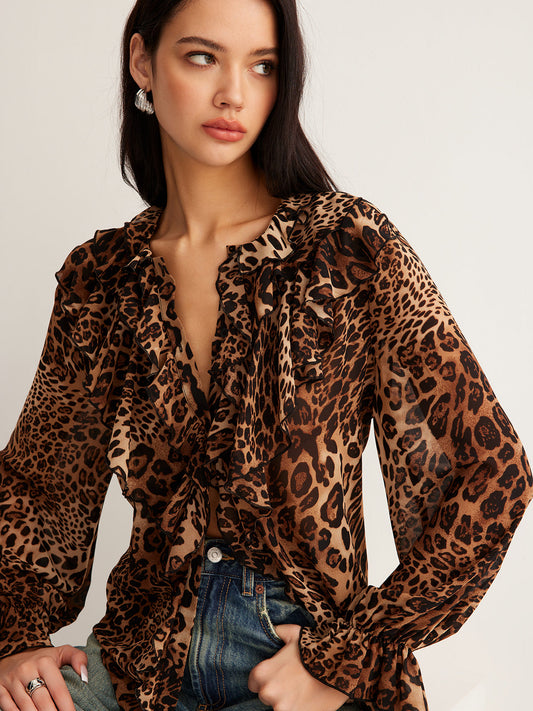 Chic safari luxury leopard blouse 