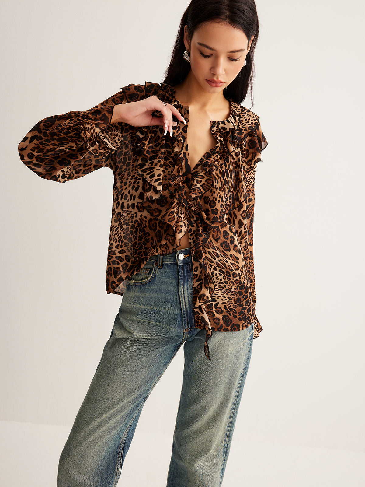 Chique safari luxe luipaard blouse