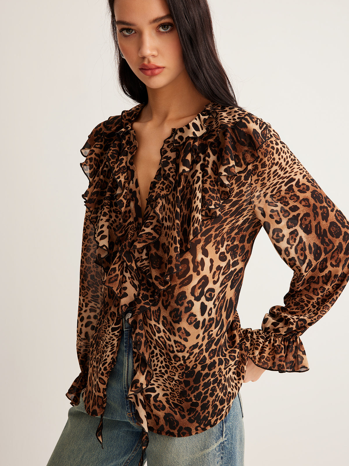 Chique safari luxe luipaard blouse