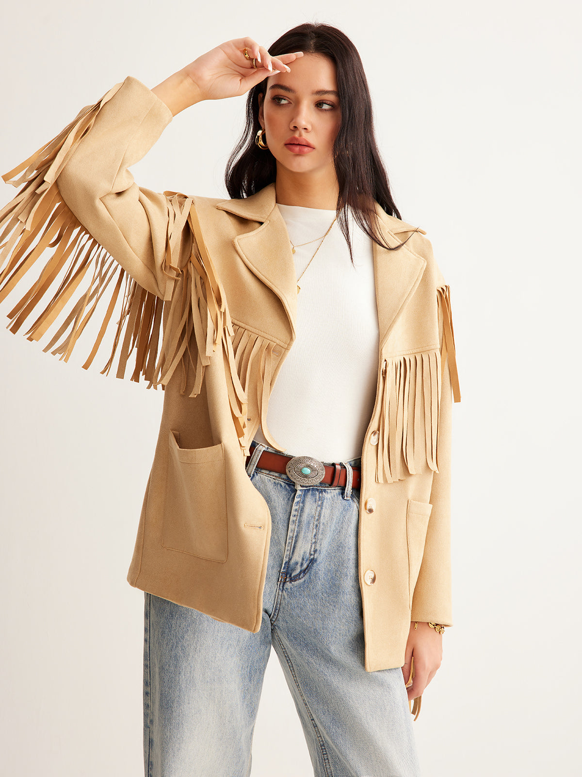 Bohemian luxury suede blazer 