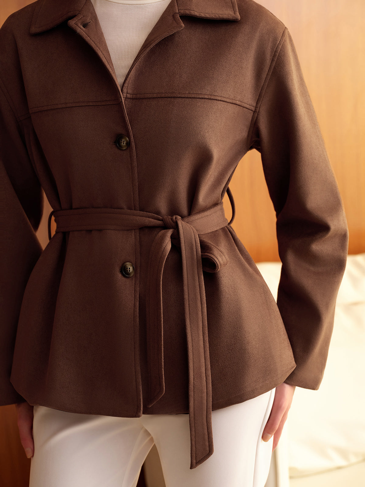 Bohemian suede polo jacket 