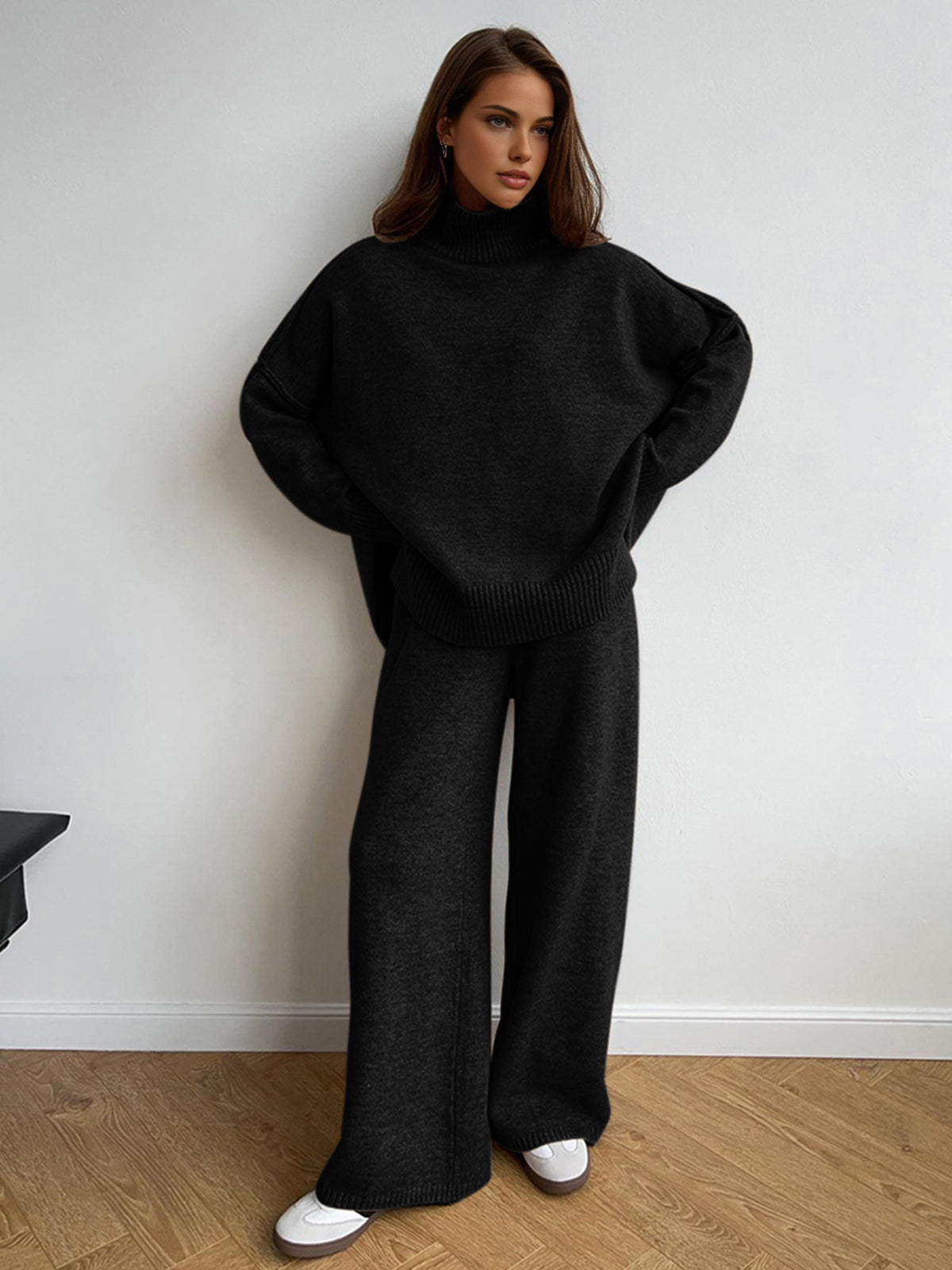 Eleganza gebreide coltrui en broek set