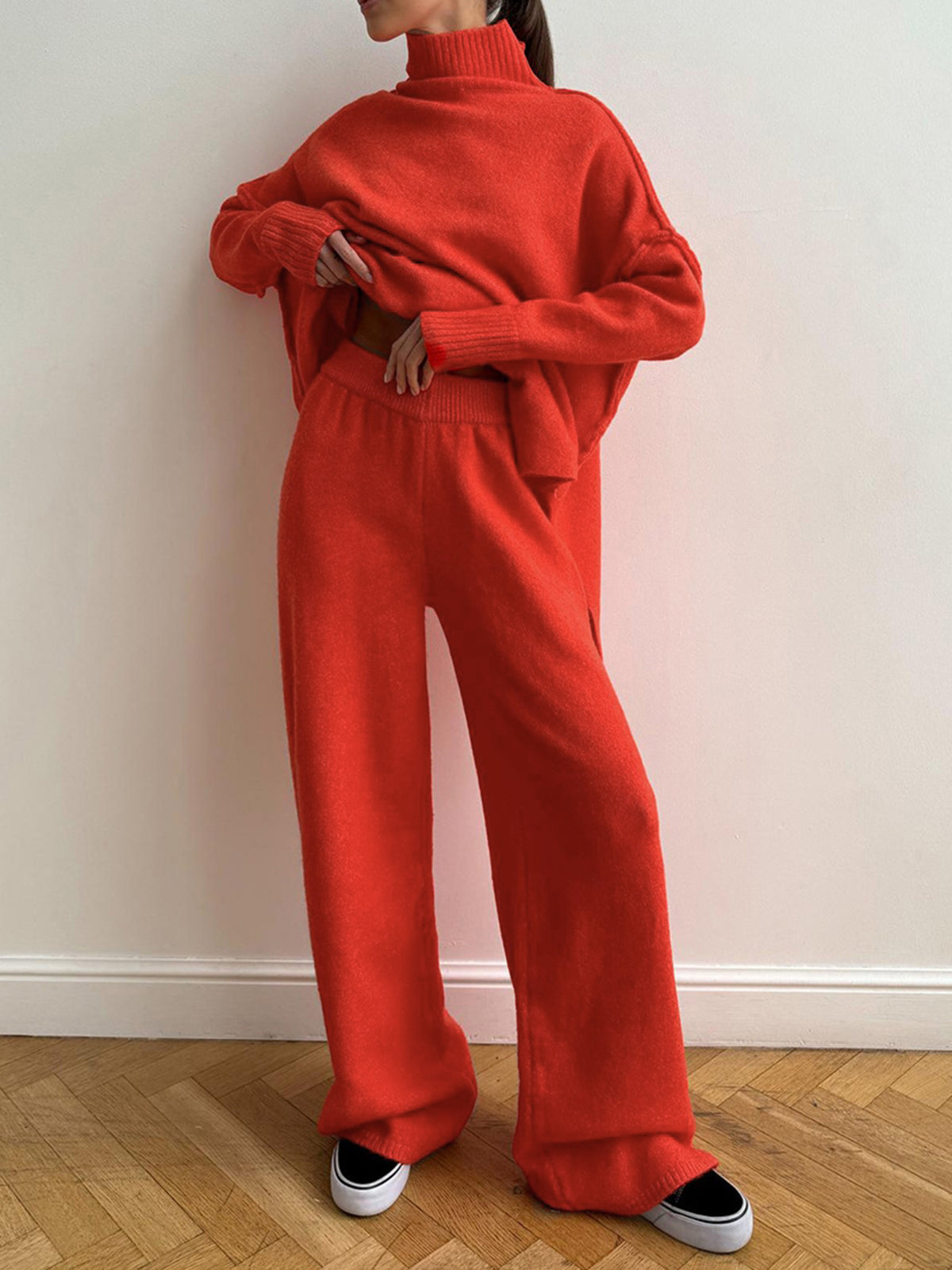 Eleganza gebreide coltrui en broek set