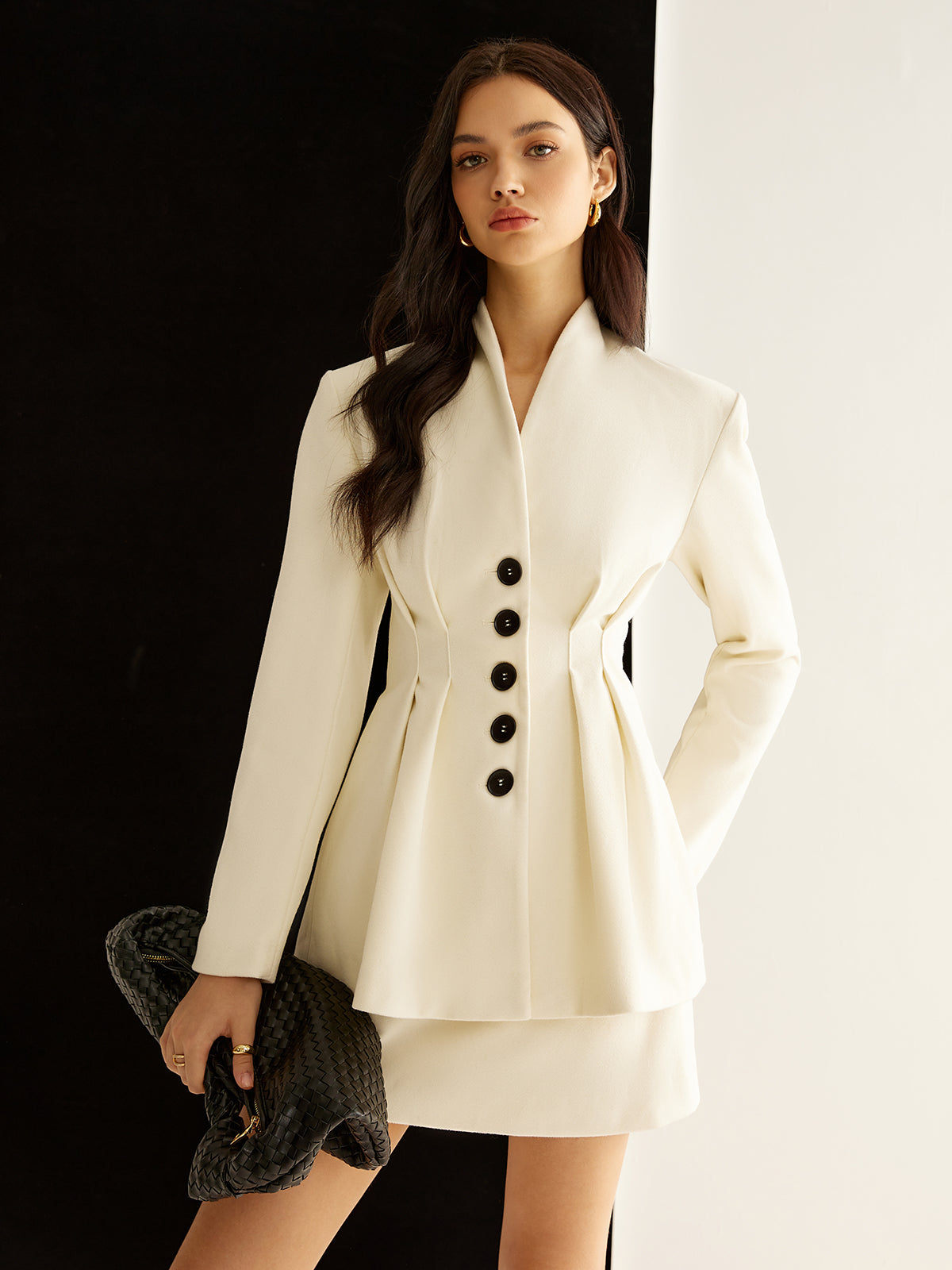 Finesse stijlvolle geplooide blazer