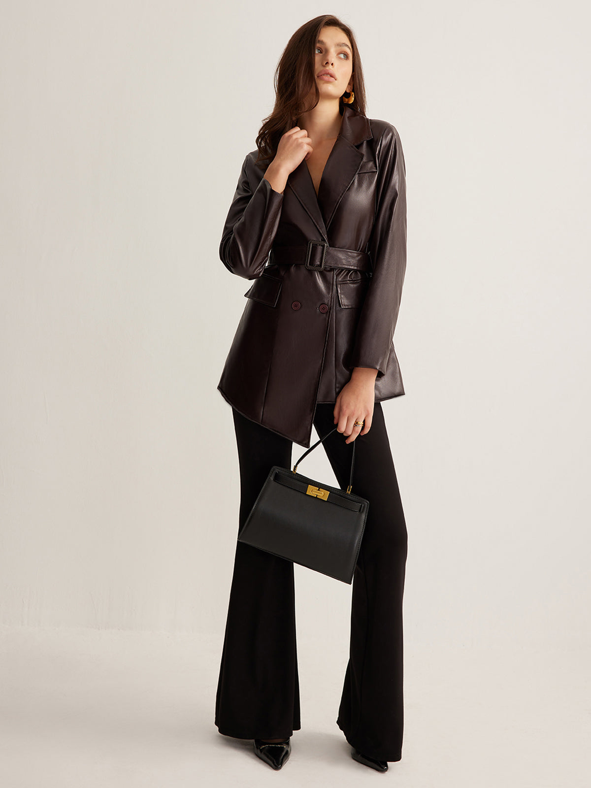 Urban elegance stylish leather utility jacket 