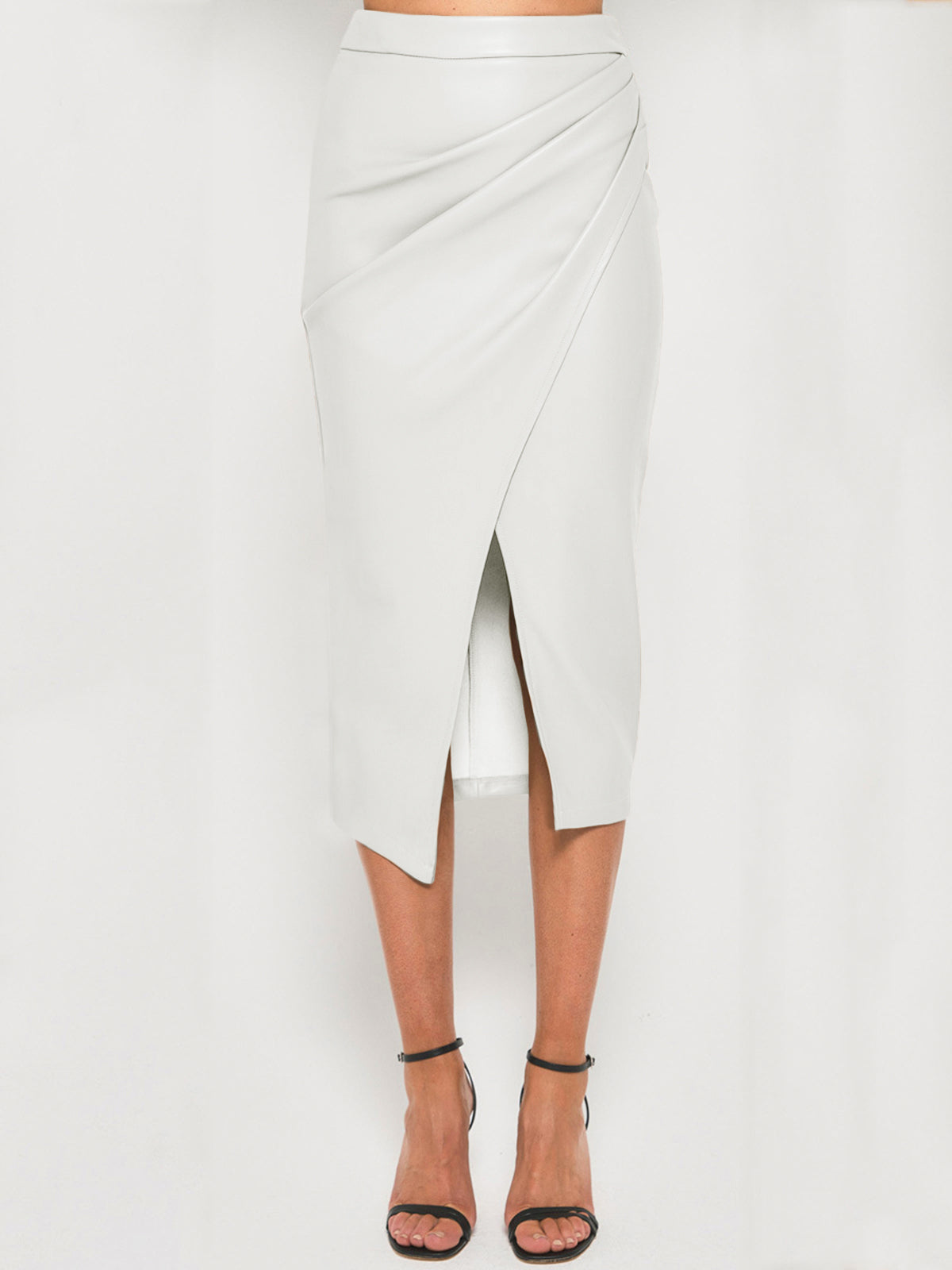 LuxeFlair pleated PU leather skirt 