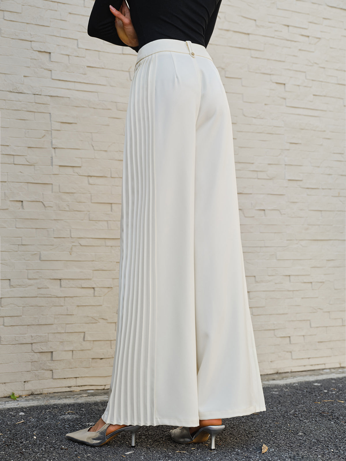 Eleganza pleated palazzo pants 