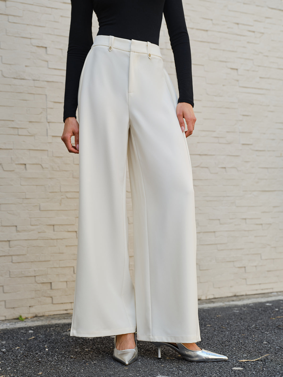 Eleganza pleated palazzo pants 