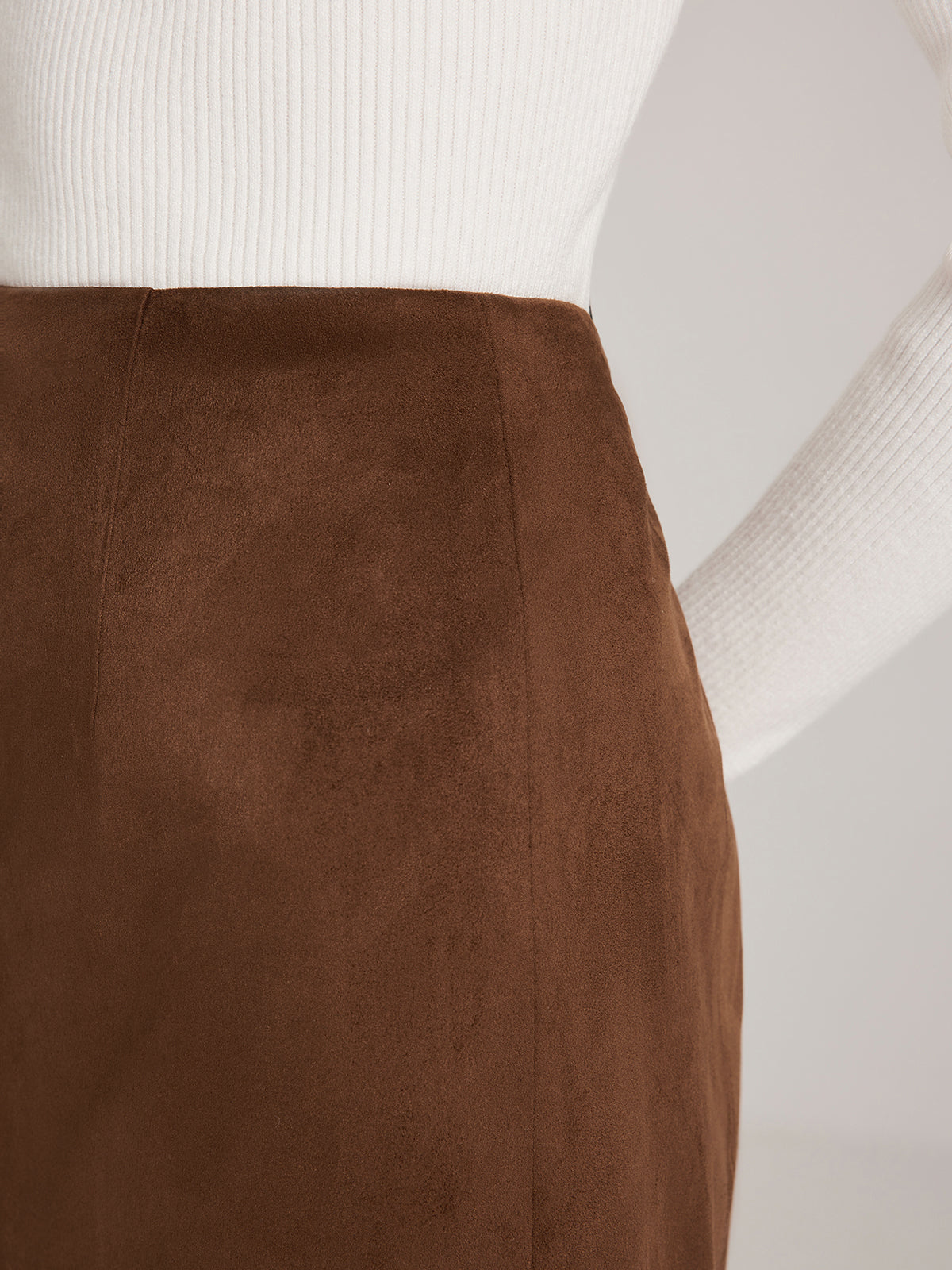 Luxury suede stylish zip skirt 