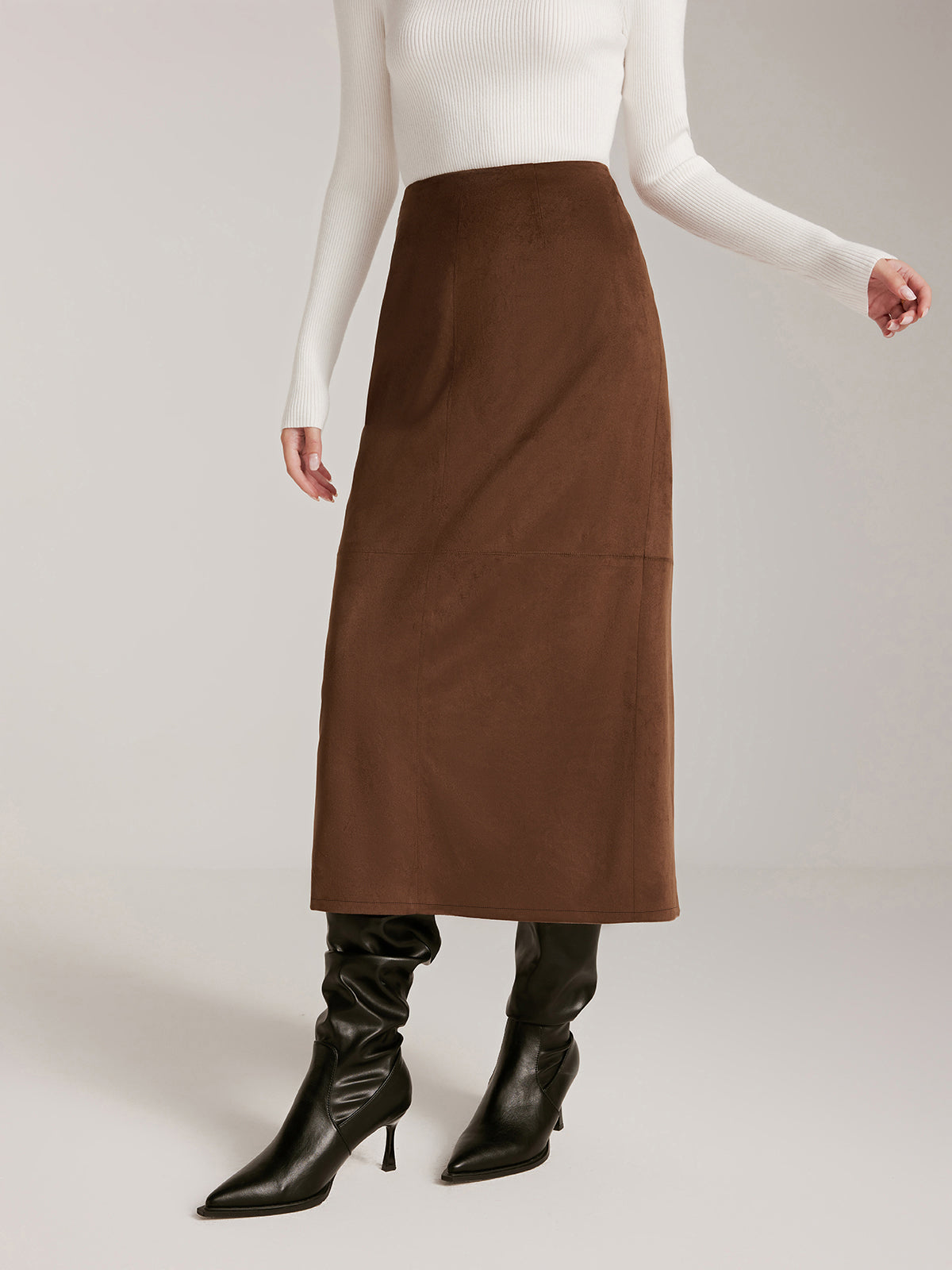 Luxury suede stylish zip skirt 