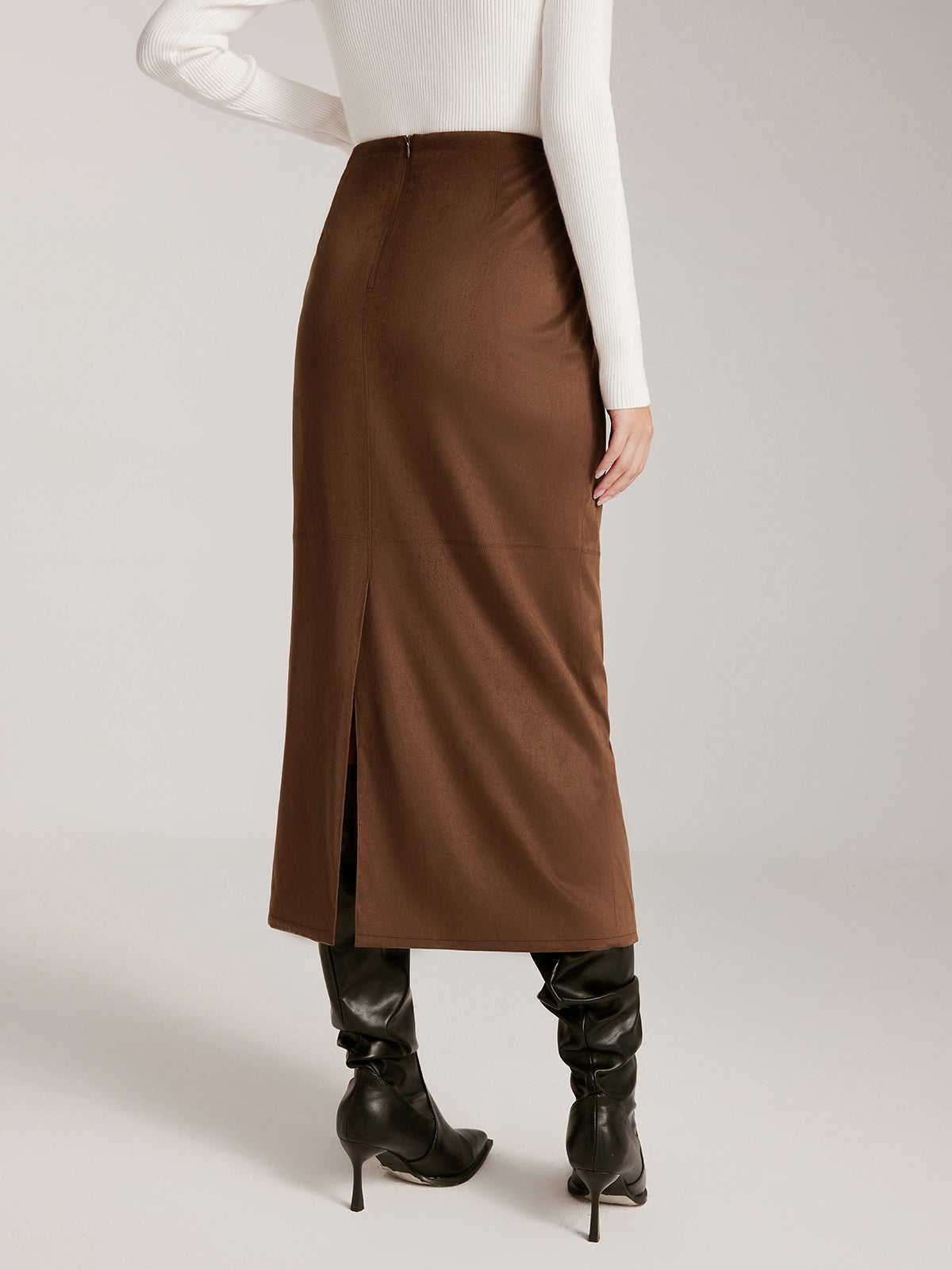 Luxury suede stylish zip skirt 