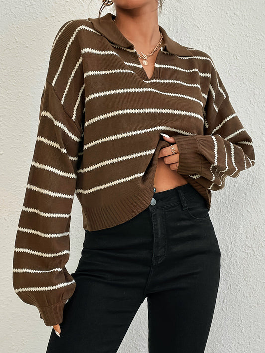 Stylora short sweater with contrasting stripes 