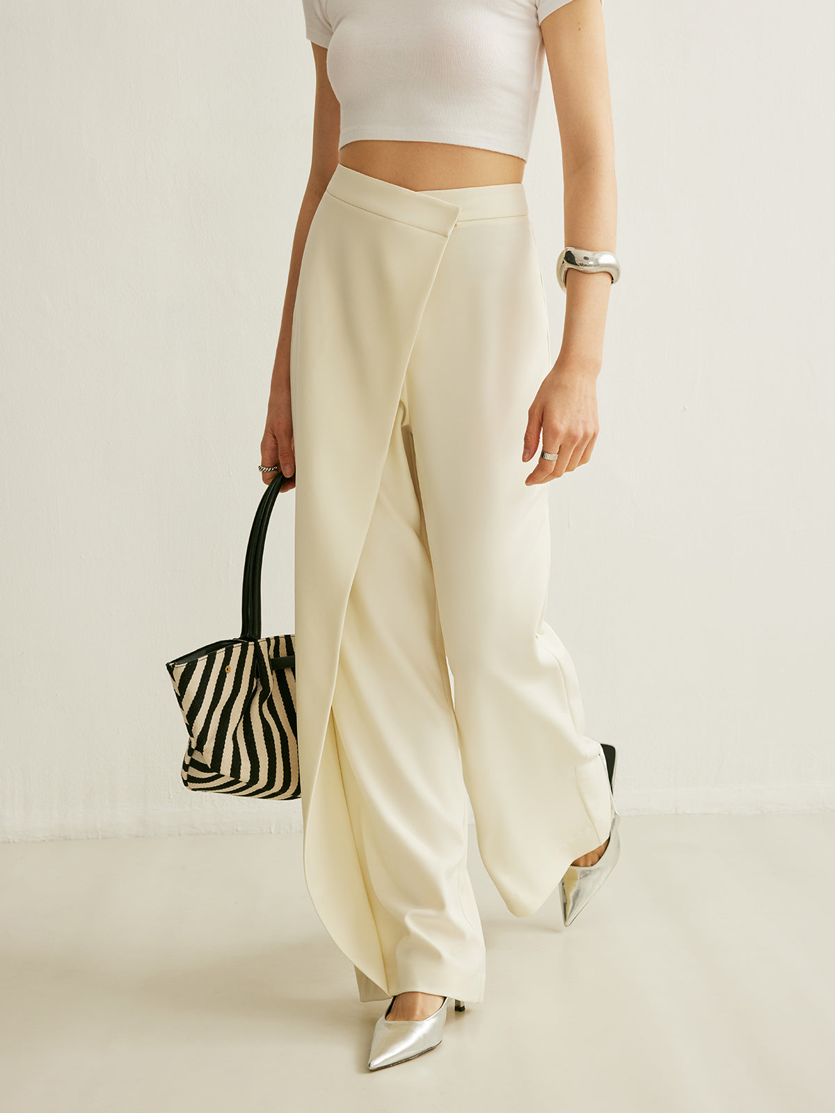 Couture chic stijlvolle asymmetrische high waist broek