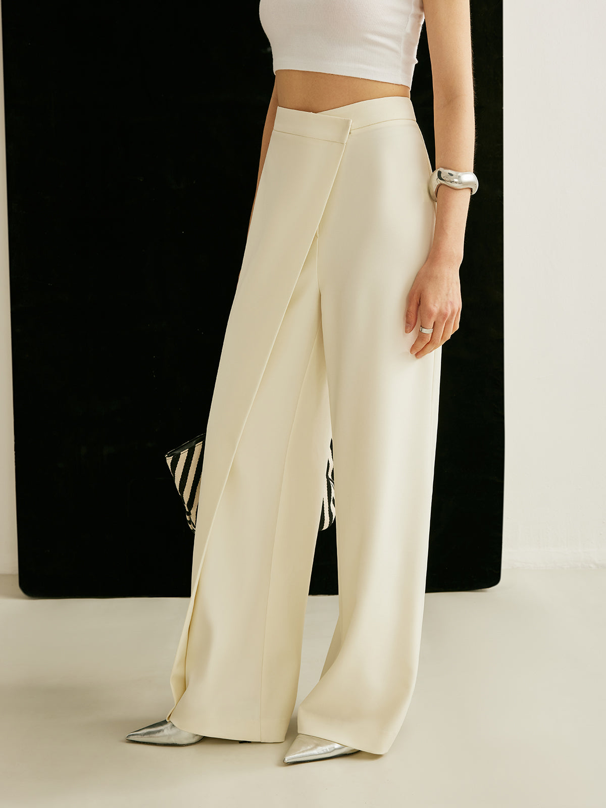 Couture chic stijlvolle asymmetrische high waist broek