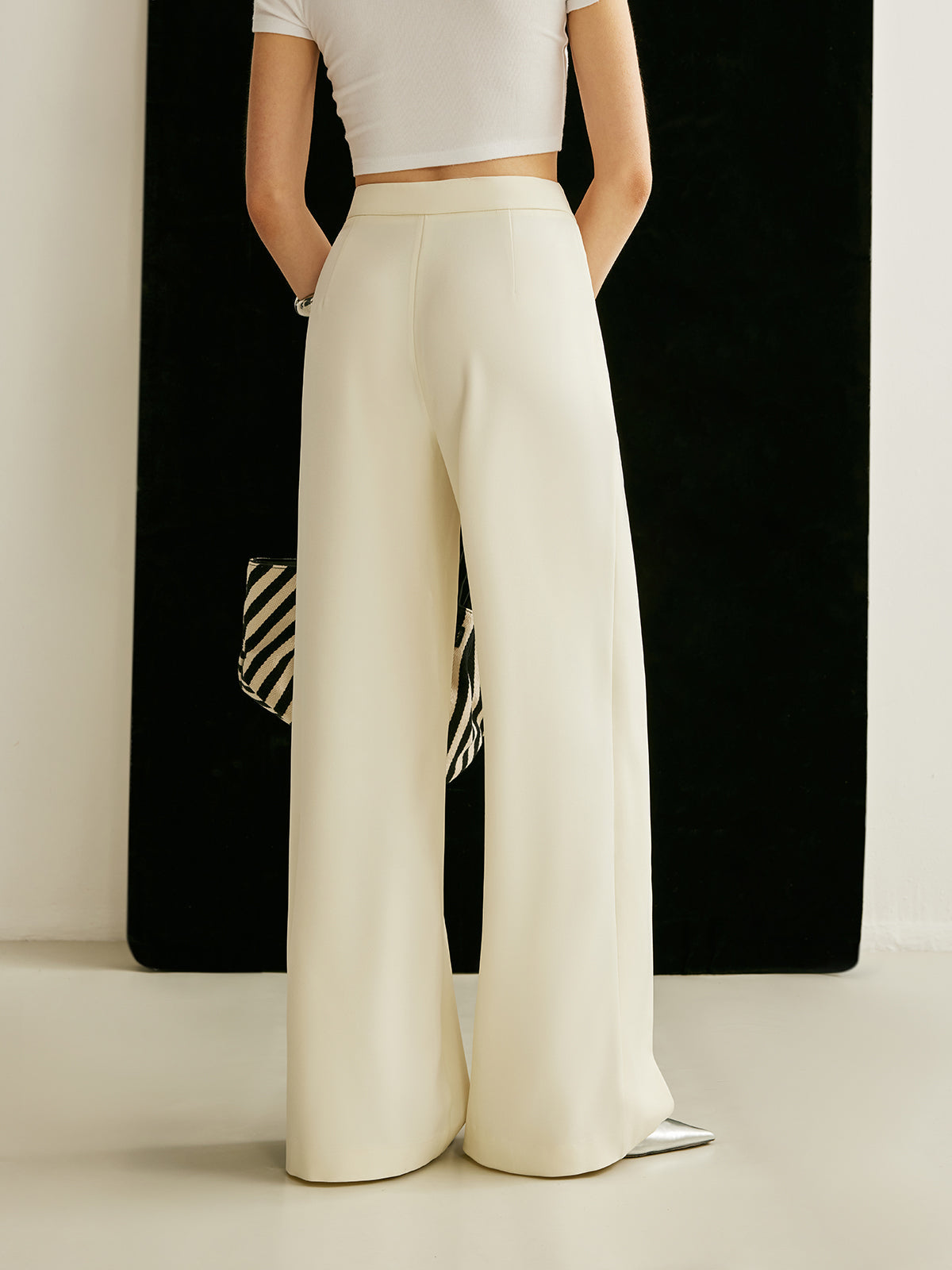 Couture chic stijlvolle asymmetrische high waist broek