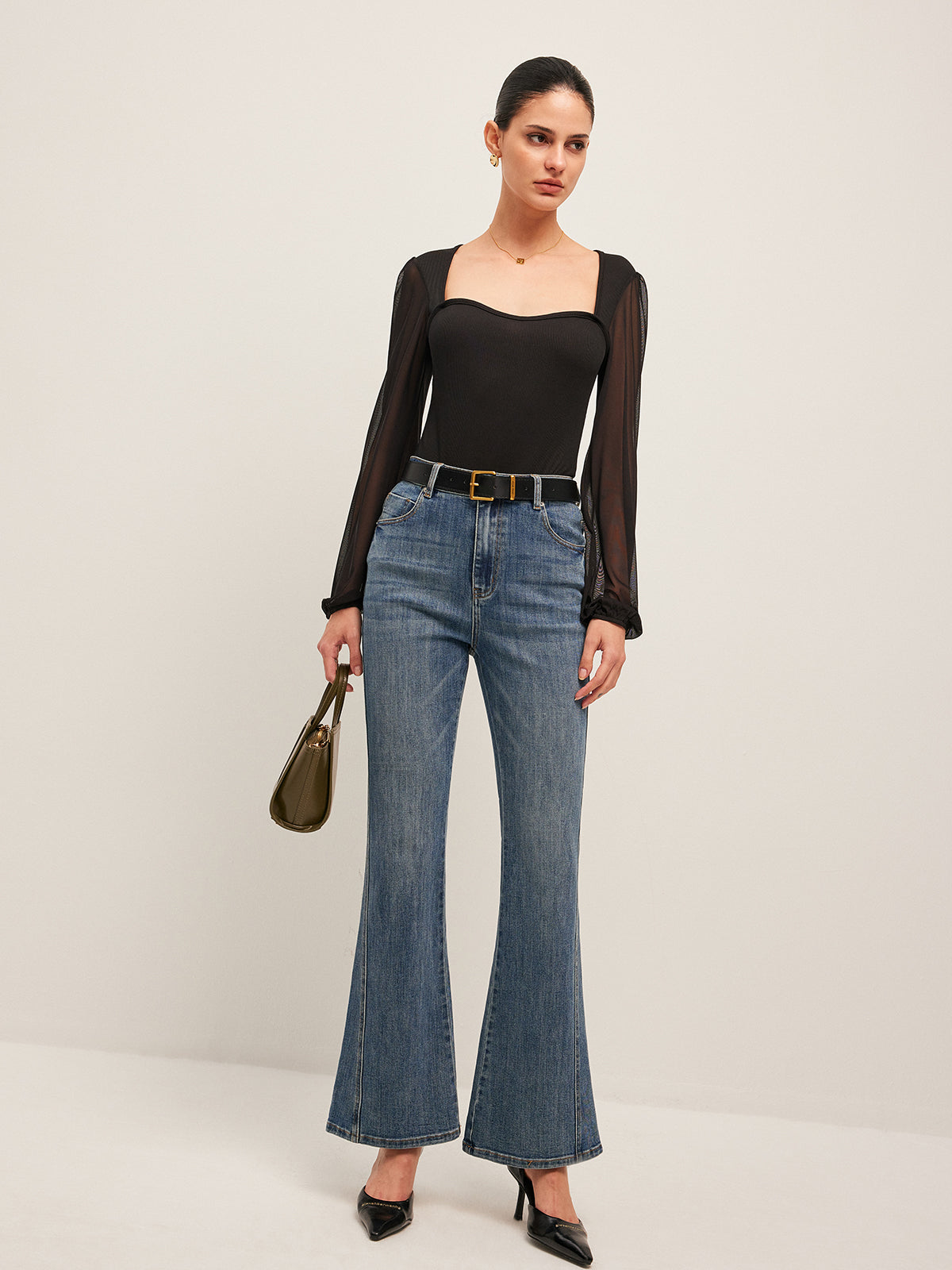 Trendy denim broek