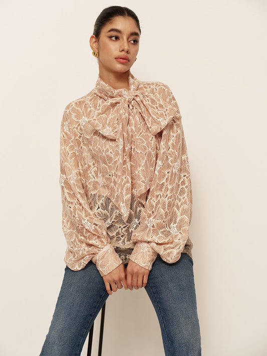 Elegance seductive lace blouse 