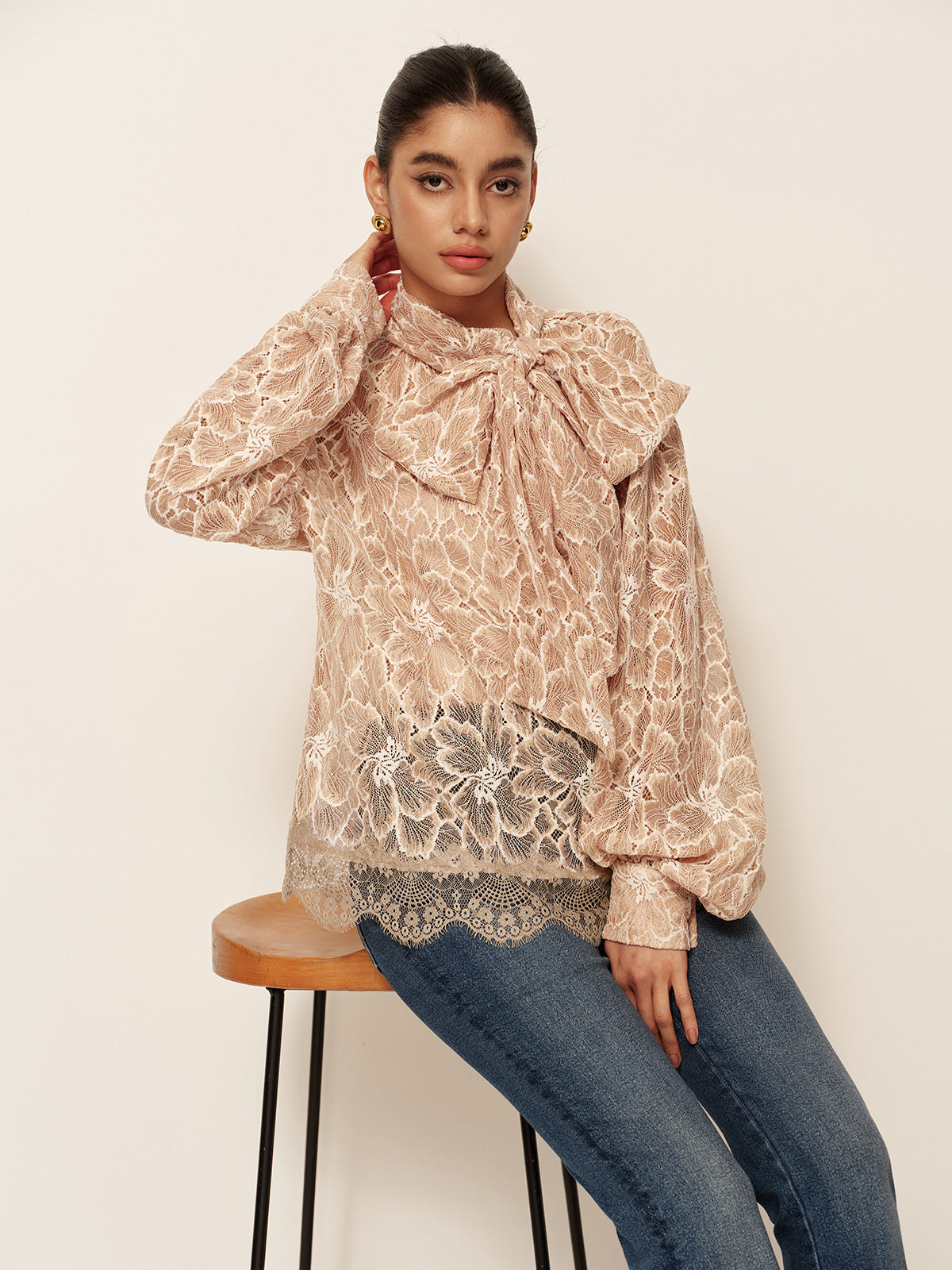 Élégance verleidelijke kanten blouse