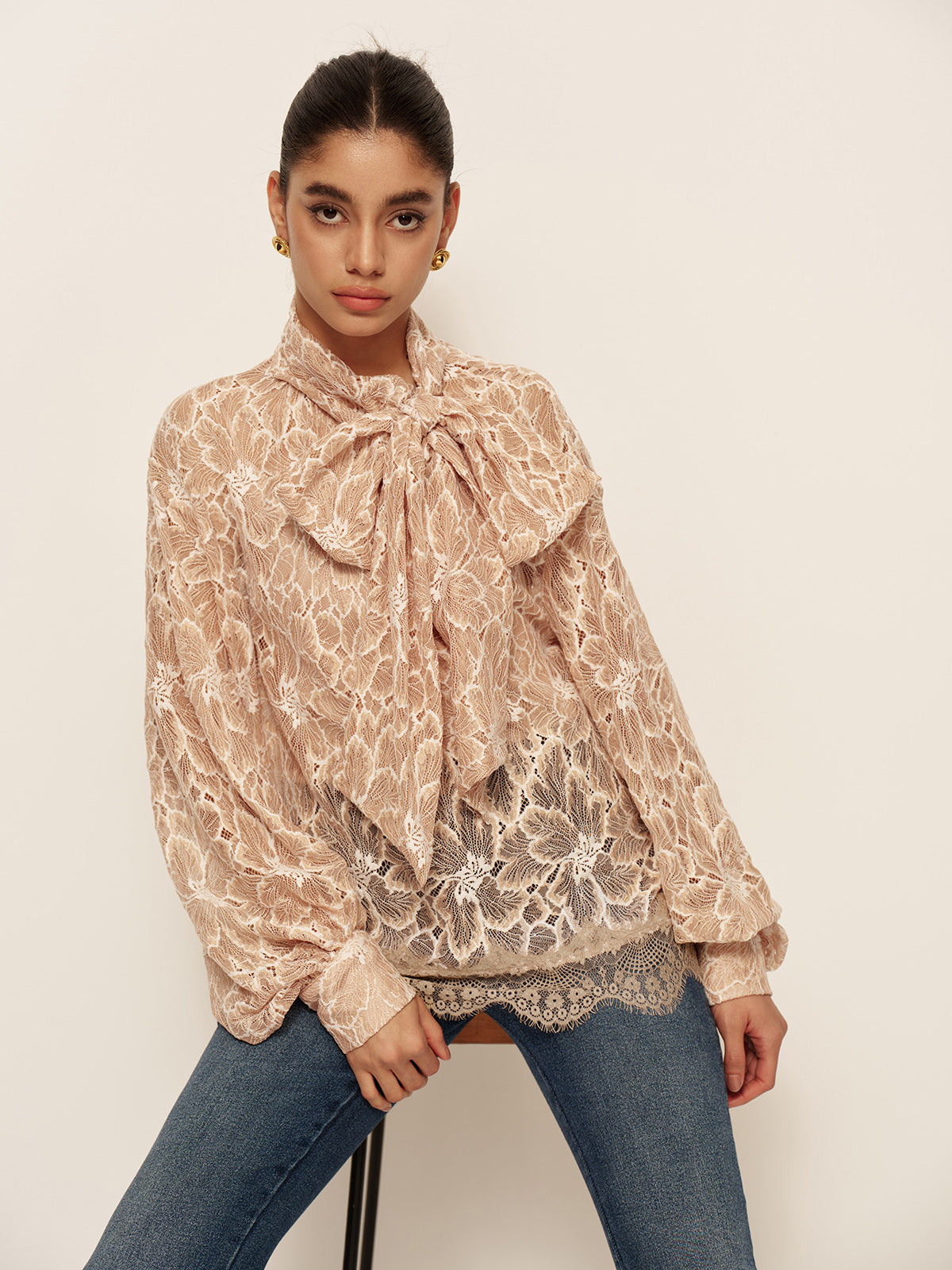 Élégance verleidelijke kanten blouse