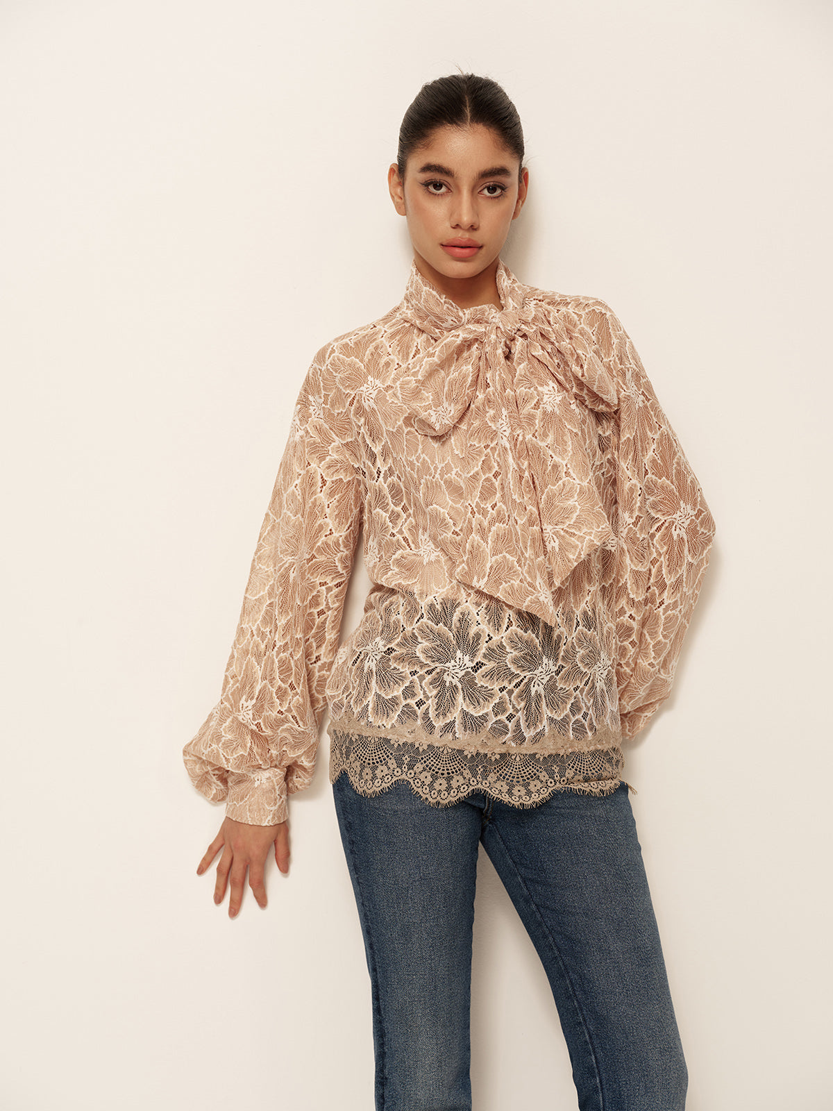 Élégance verleidelijke kanten blouse