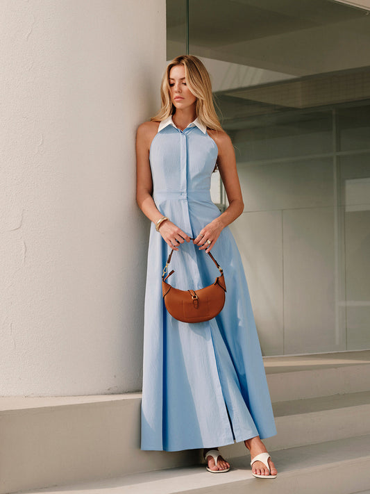 Eleganza Mouwloze Jurk met Knoopsluiting